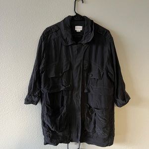 Club Monaco 100% Silk casual Coat Lightweight Jacket charcola grey M.